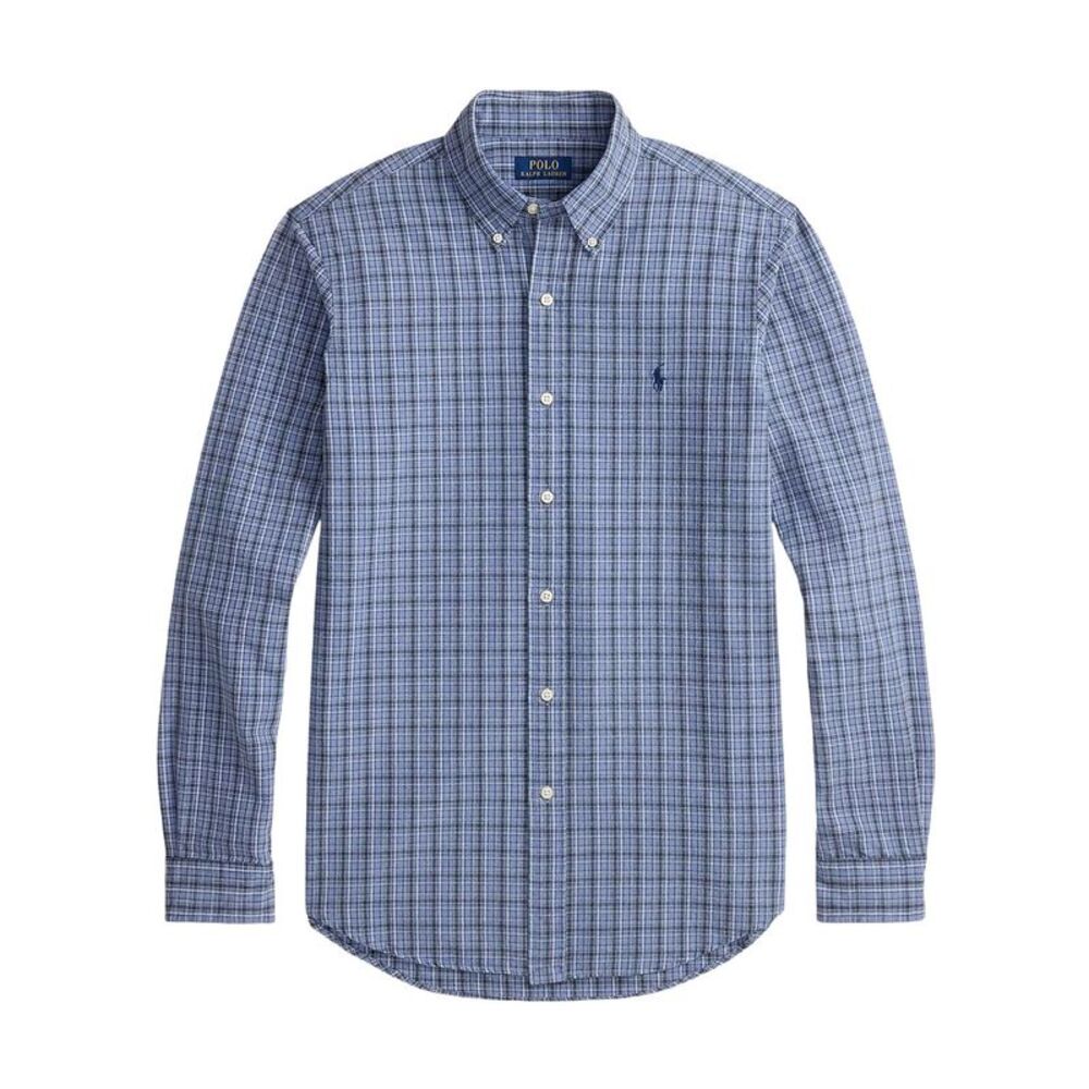 Polo Ralph Lauren Mens Custom Fit Brushed Oxford Shirt Large Blue Heather Multi
